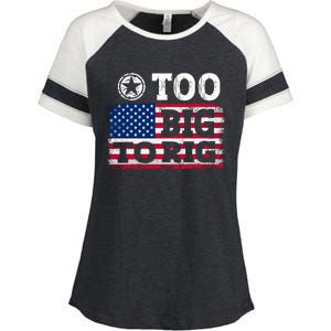 Too Big To Rig Saying Trump 2024 Enza Ladies Jersey Colorblock Tee