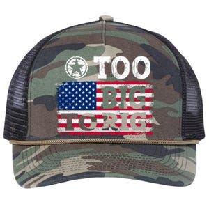 Too Big To Rig Saying Trump 2024 Retro Rope Trucker Hat Cap