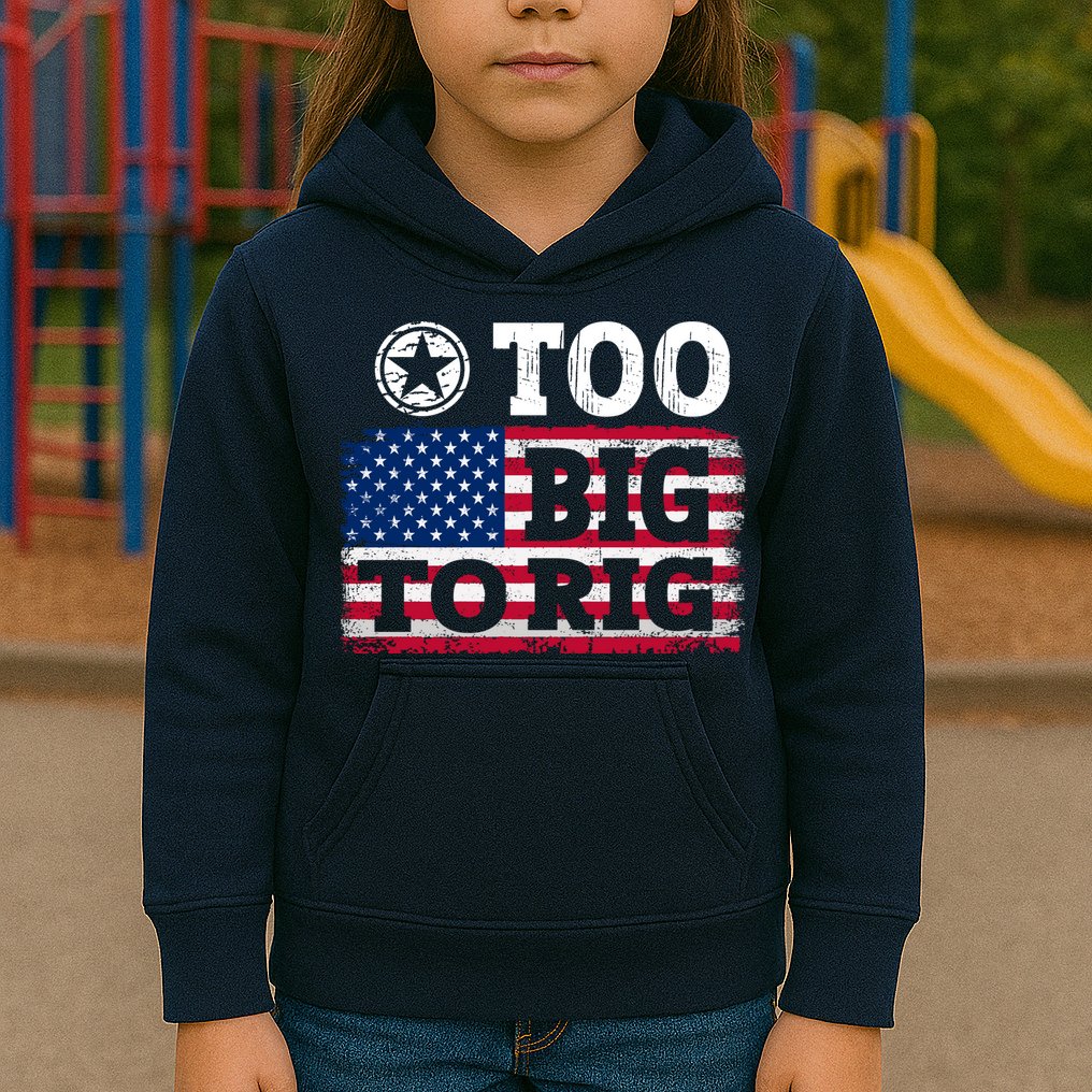 Too Big To Rig Saying Trump 2024 Kids Hoodie
