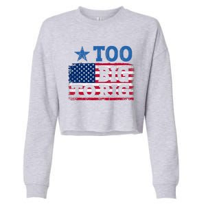 Too Big To Rig Saying Trump 2024 Cropped Pullover Crew