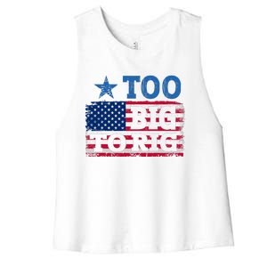 Too Big To Rig Saying Trump 2024 Women's Racerback Cropped Tank