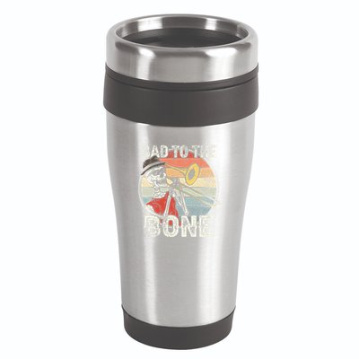 Trombone Bad To The Bone Retro Skeleton Marching Band Player 16oz Travel Tumbler