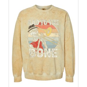 Trombone Bad To The Bone Retro Skeleton Marching Band Player Colorblast Crewneck Sweatshirt