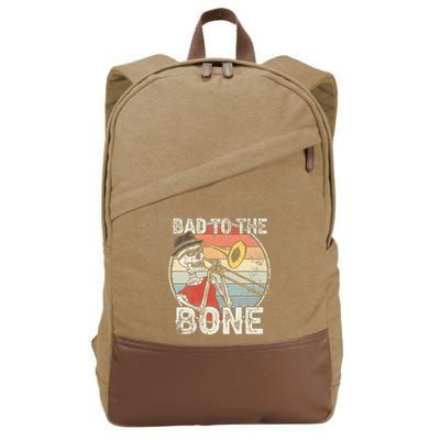 Trombone Bad To The Bone Retro Skeleton Marching Band Player Cotton Canvas Backpack