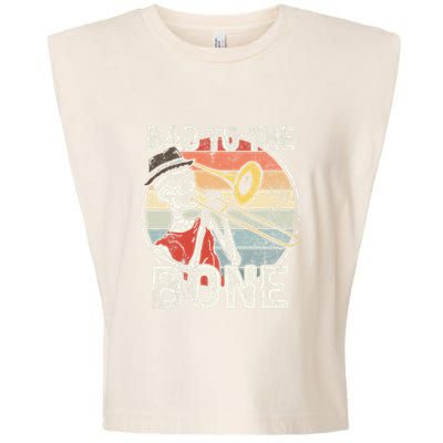 Trombone Bad To The Bone Retro Skeleton Marching Band Player Garment-Dyed Women's Muscle Tee