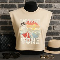 Trombone Bad To The Bone Retro Skeleton Marching Band Player Garment-Dyed Women's Muscle Tee