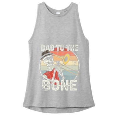 Trombone Bad To The Bone Retro Skeleton Marching Band Player Ladies PosiCharge Tri-Blend Wicking Tank