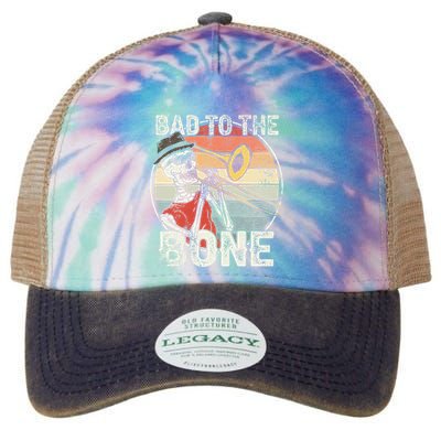 Trombone Bad To The Bone Retro Skeleton Marching Band Player Legacy Tie Dye Trucker Hat