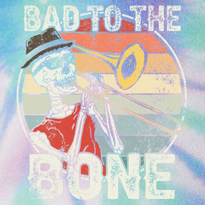 Trombone Bad To The Bone Retro Skeleton Marching Band Player Legacy Tie Dye Trucker Hat