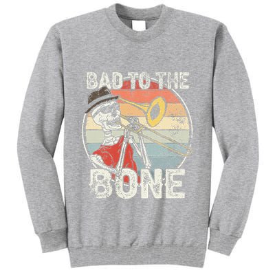 Trombone Bad To The Bone Retro Skeleton Marching Band Player Tall Sweatshirt