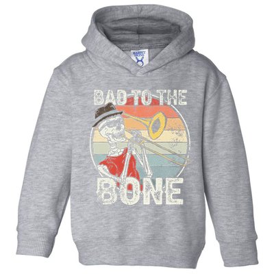 Trombone Bad To The Bone Retro Skeleton Marching Band Player Toddler Hoodie