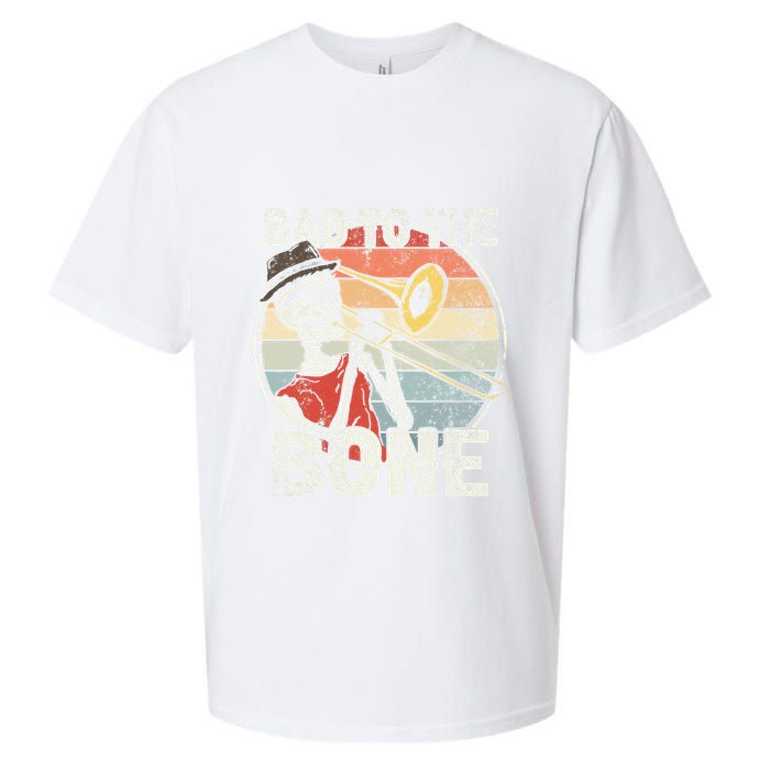 Trombone Bad To The Bone Retro Skeleton Marching Band Player Sueded Cloud Jersey T-Shirt