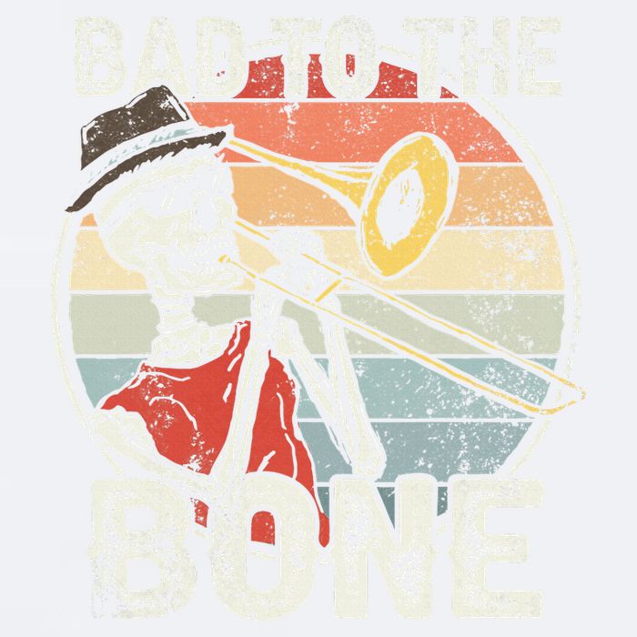 Trombone Bad To The Bone Retro Skeleton Marching Band Player Sueded Cloud Jersey T-Shirt