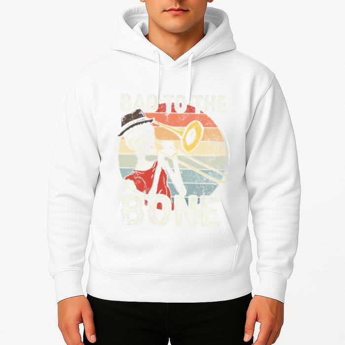 Trombone Bad To The Bone Retro Skeleton Marching Band Player Hoodie