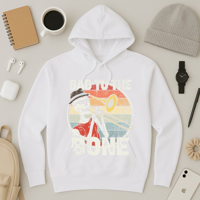Trombone Bad To The Bone Retro Skeleton Marching Band Player Hoodie