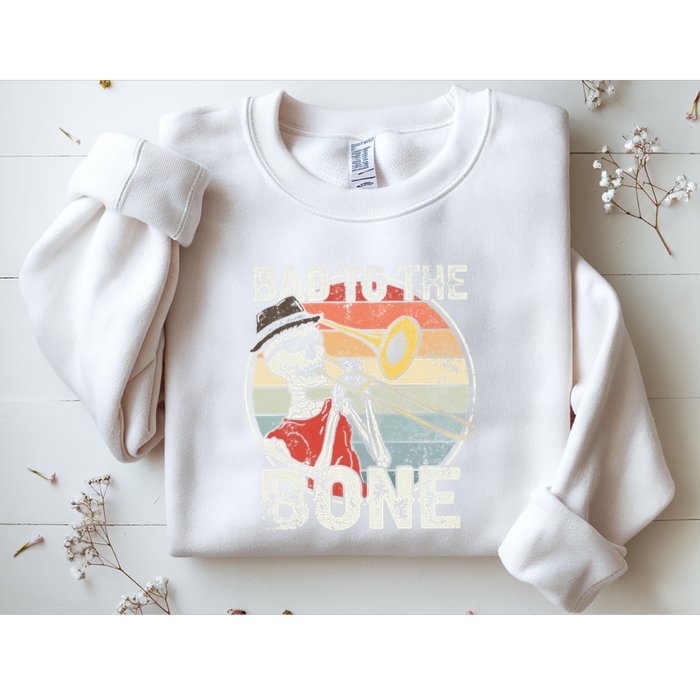 Trombone Bad To The Bone Retro Skeleton Marching Band Player Sweatshirt