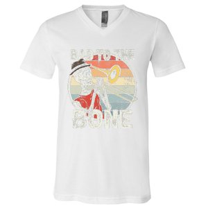 Trombone Bad To The Bone Retro Skeleton Marching Band Player V-Neck T-Shirt