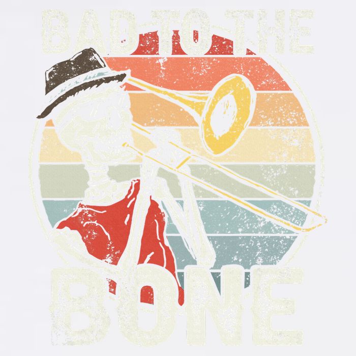 Trombone Bad To The Bone Retro Skeleton Marching Band Player Bucket Hat