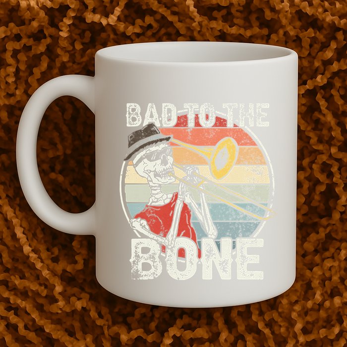Trombone Bad To The Bone Retro Skeleton Marching Band Player Mug