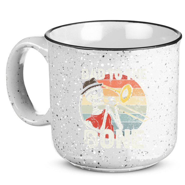 Trombone Bad To The Bone Retro Skeleton Marching Band Player 15oz Campfire Ceramic Mug