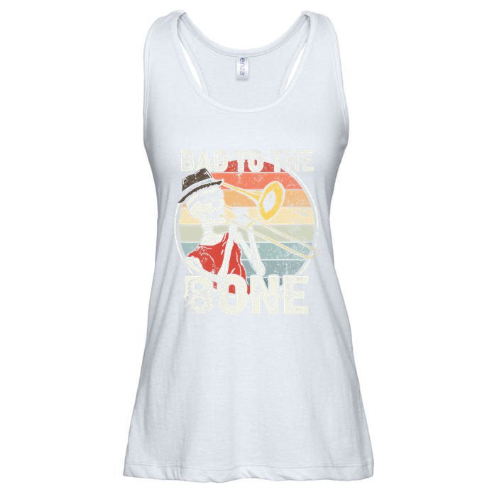 Trombone Bad To The Bone Retro Skeleton Marching Band Player Ladies Essential Flowy Tank