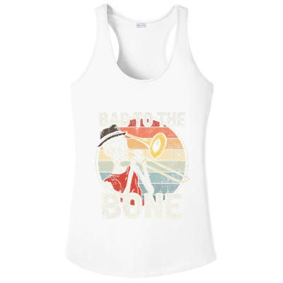 Trombone Bad To The Bone Retro Skeleton Marching Band Player Ladies PosiCharge Competitor Racerback Tank