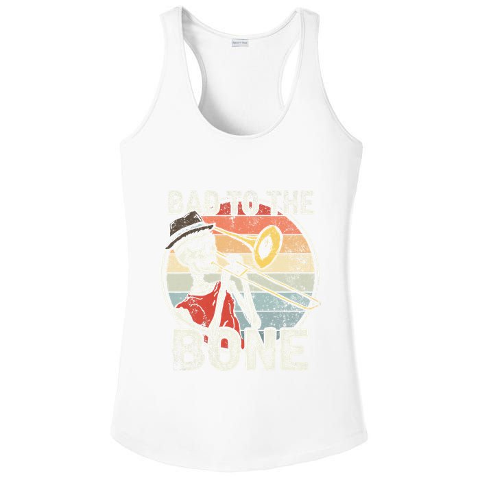 Trombone Bad To The Bone Retro Skeleton Marching Band Player Ladies PosiCharge Competitor Racerback Tank