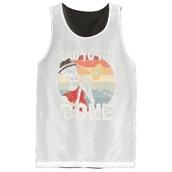 Trombone Bad To The Bone Retro Skeleton Marching Band Player Mesh Reversible Basketball Jersey Tank