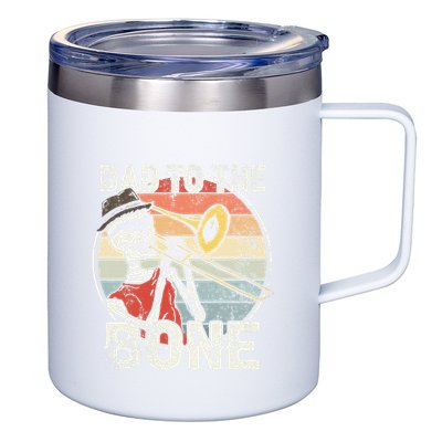 Trombone Bad To The Bone Retro Skeleton Marching Band Player 12oz Stainless Steel Coffee Mug