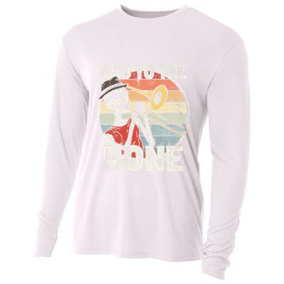 Trombone Bad To The Bone Retro Skeleton Marching Band Player Cooling Performance Long Sleeve Crew