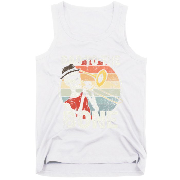 Trombone Bad To The Bone Retro Skeleton Marching Band Player Tank Top