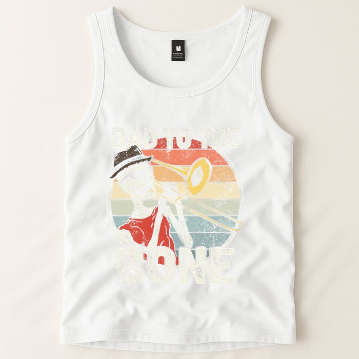 Trombone Bad To The Bone Retro Skeleton Marching Band Player Tank Top