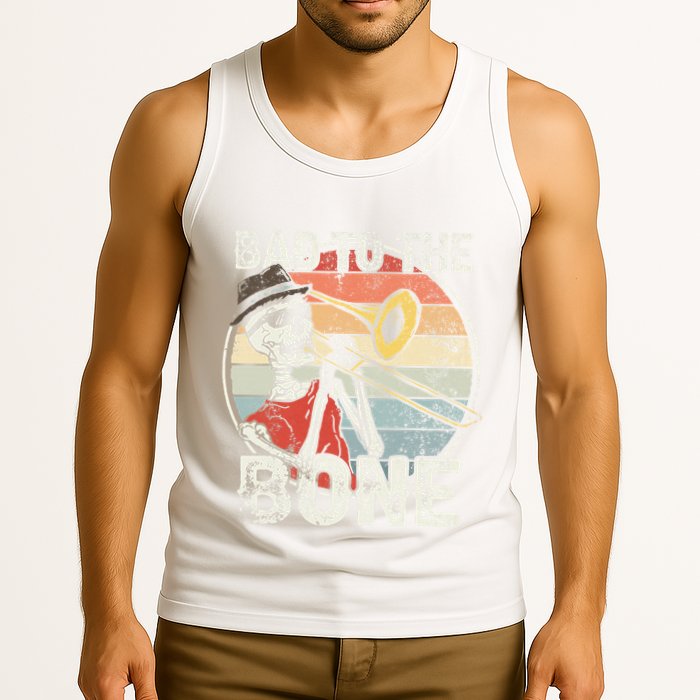 Trombone Bad To The Bone Retro Skeleton Marching Band Player Tank Top