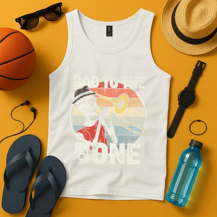 Trombone Bad To The Bone Retro Skeleton Marching Band Player Tank Top