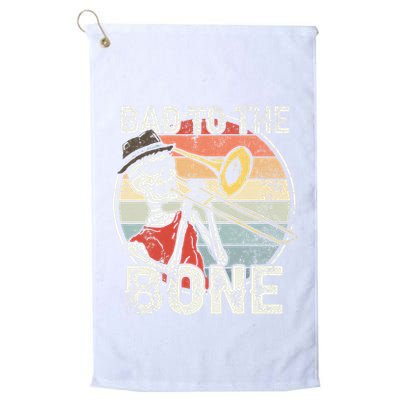 Trombone Bad To The Bone Retro Skeleton Marching Band Player Golf Towel