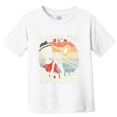 Trombone Bad To The Bone Retro Skeleton Marching Band Player Toddler T-Shirt
