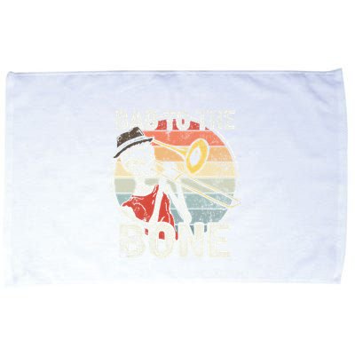 Trombone Bad To The Bone Retro Skeleton Marching Band Player Microfiber Hand Towel