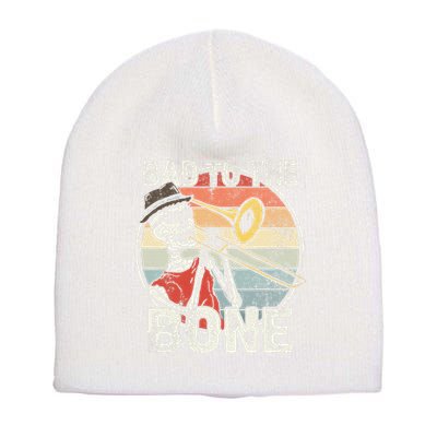Trombone Bad To The Bone Retro Skeleton Marching Band Player Short Acrylic Beanie