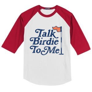 Talk Birdie To Me Funny Golfer Dad Fathers Day Golf Kids Colorblock Raglan Jersey