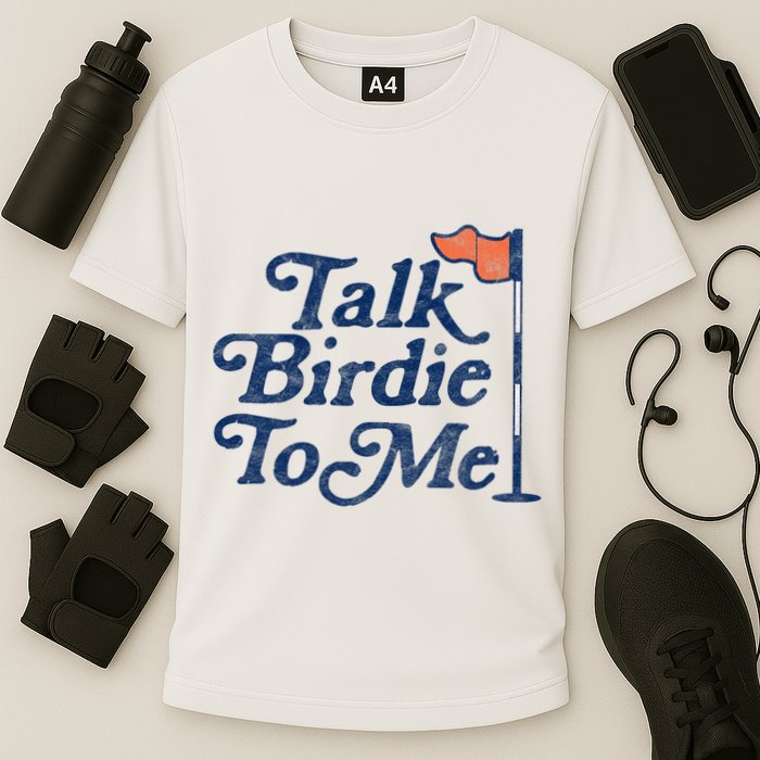 Talk Birdie To Me Funny Golfer Dad Fathers Day Golf Cooling Performance Crew T-Shirt