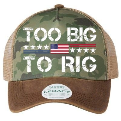 Too Big To Rig Trump 2024 Legacy Tie Dye Trucker Hat