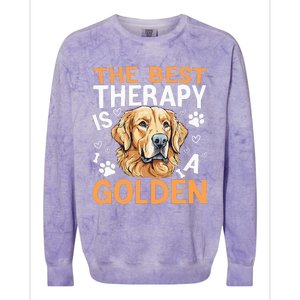 The Best Therapy Is A Golden Retriever Dog Lover Puppy Owner Colorblast Crewneck Sweatshirt