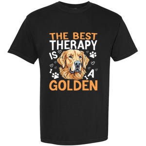 The Best Therapy Is A Golden Retriever Dog Lover Puppy Owner Garment-Dyed Heavyweight T-Shirt