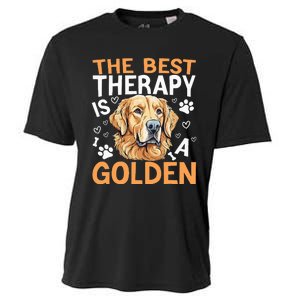 The Best Therapy Is A Golden Retriever Dog Lover Puppy Owner Cooling Performance Crew T-Shirt