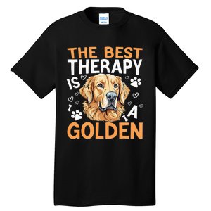 The Best Therapy Is A Golden Retriever Dog Lover Puppy Owner Tall T-Shirt