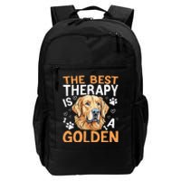 The Best Therapy Is A Golden Retriever Dog Lover Puppy Owner Daily Commute Backpack