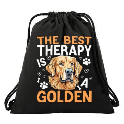 The Best Therapy Is A Golden Retriever Dog Lover Puppy Owner Drawstring Bag