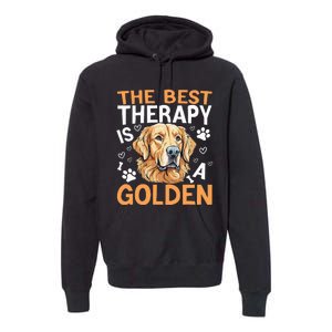 The Best Therapy Is A Golden Retriever Dog Lover Puppy Owner Premium Hoodie