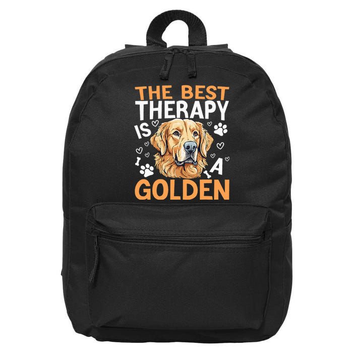 The Best Therapy Is A Golden Retriever Dog Lover Puppy Owner 16 in Basic Backpack