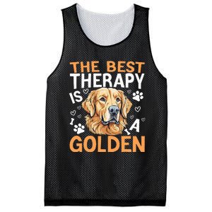 The Best Therapy Is A Golden Retriever Dog Lover Puppy Owner Mesh Reversible Basketball Jersey Tank